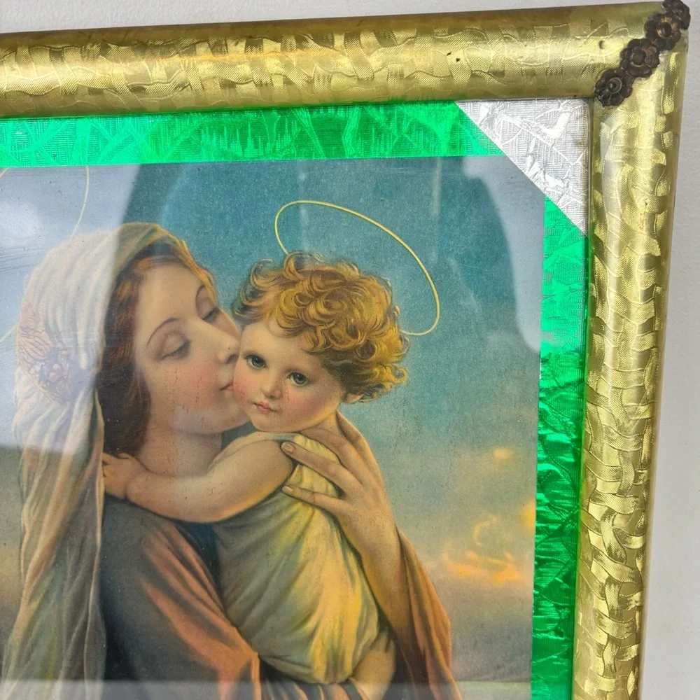 Vintage “Mother of our Savior” picture-framed & matted-Religious Art